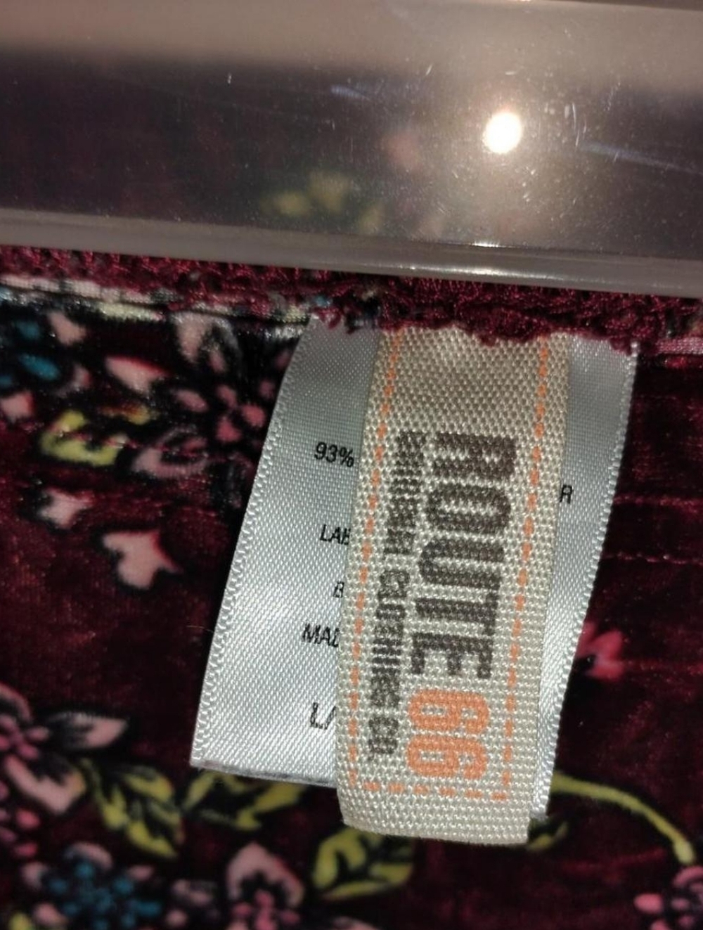 Route 66 Girls Floral Velvet Leggings Size L (10/12) Burgundy Pink Teal - Picture 3 of 5